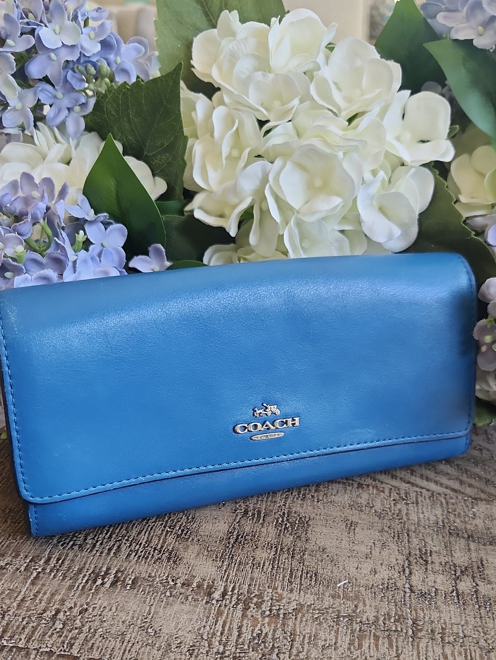 Coach Women's Blue Leather Project Wallet..will You Restore Her?